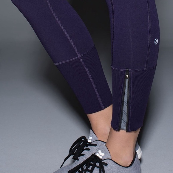 Lululemon Rebel Runner Crop Black Grape Wee Stripe Heathered - Size 4 - Picture 6 of 15